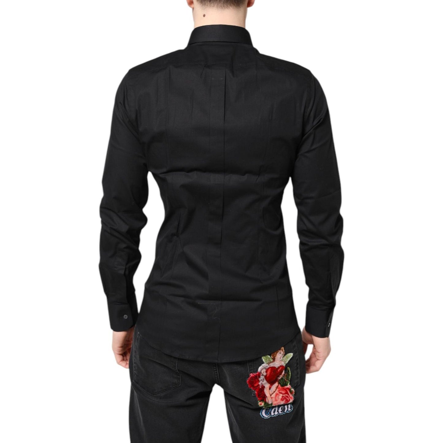 Dolce & Gabbana Black GOLD Cotton Long Sleeves Dress Shirt TSH87814-37