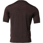 Dolce & Gabbana Brown Silk Logo Embroidery Crew Neck T-shirt