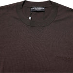 Dolce & Gabbana Brown Silk Logo Embroidery Crew Neck T-shirt