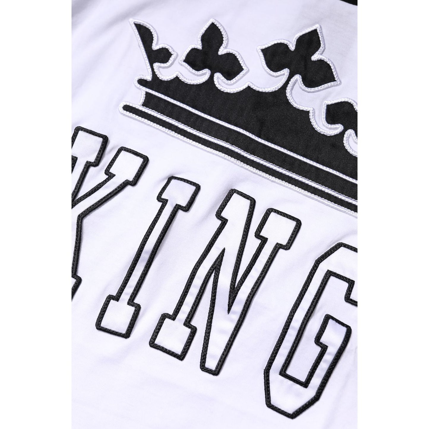 Dolce & Gabbana White Cotton Crown King Embroidery T-shirt