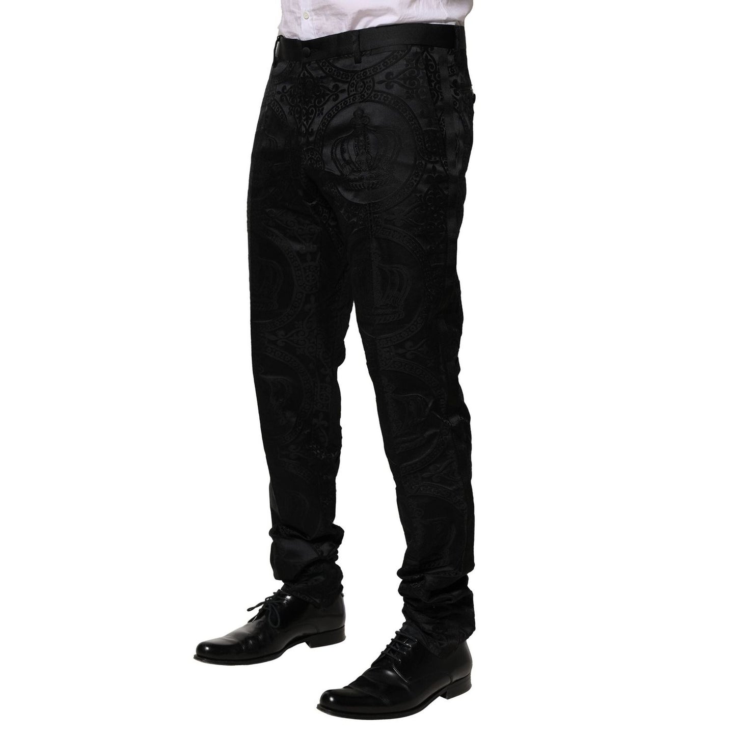 Dolce & Gabbana Black Cotton DG Crown Dress Pants PAN76468-52