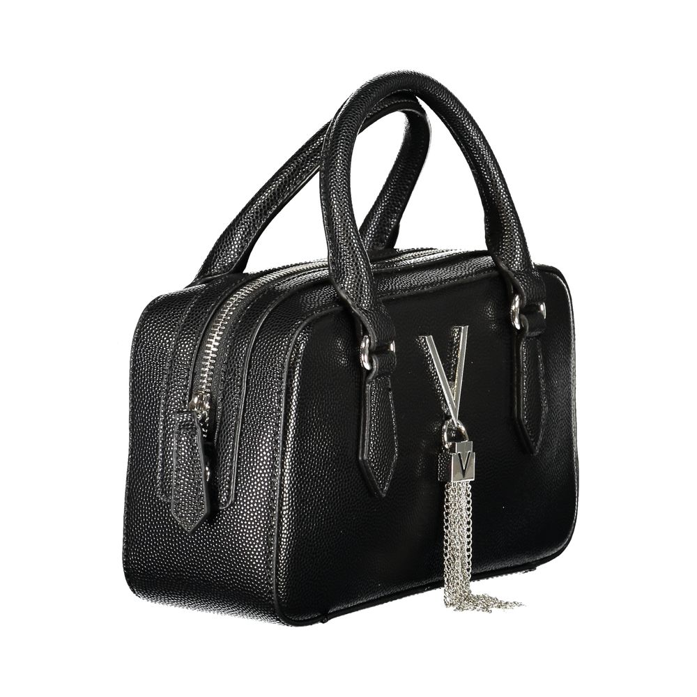 Mario Valentino Black Polyethylene Women Handbag with dual handles, adjustable strap, and elegant design for urban lifestyle.