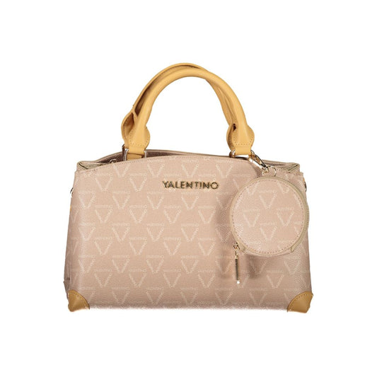 Mario Valentino Beige Polyethylene Handbag with two handles, adjustable straps, external pockets, contrasting details, and logo.