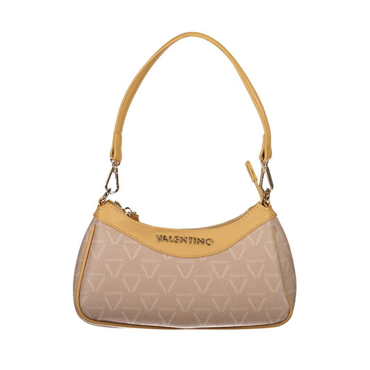 Mario Valentino Beige Polyethylene Handbag with shoulder handle, adjustable strap, and logo detail. Stylish and eco-friendly design.