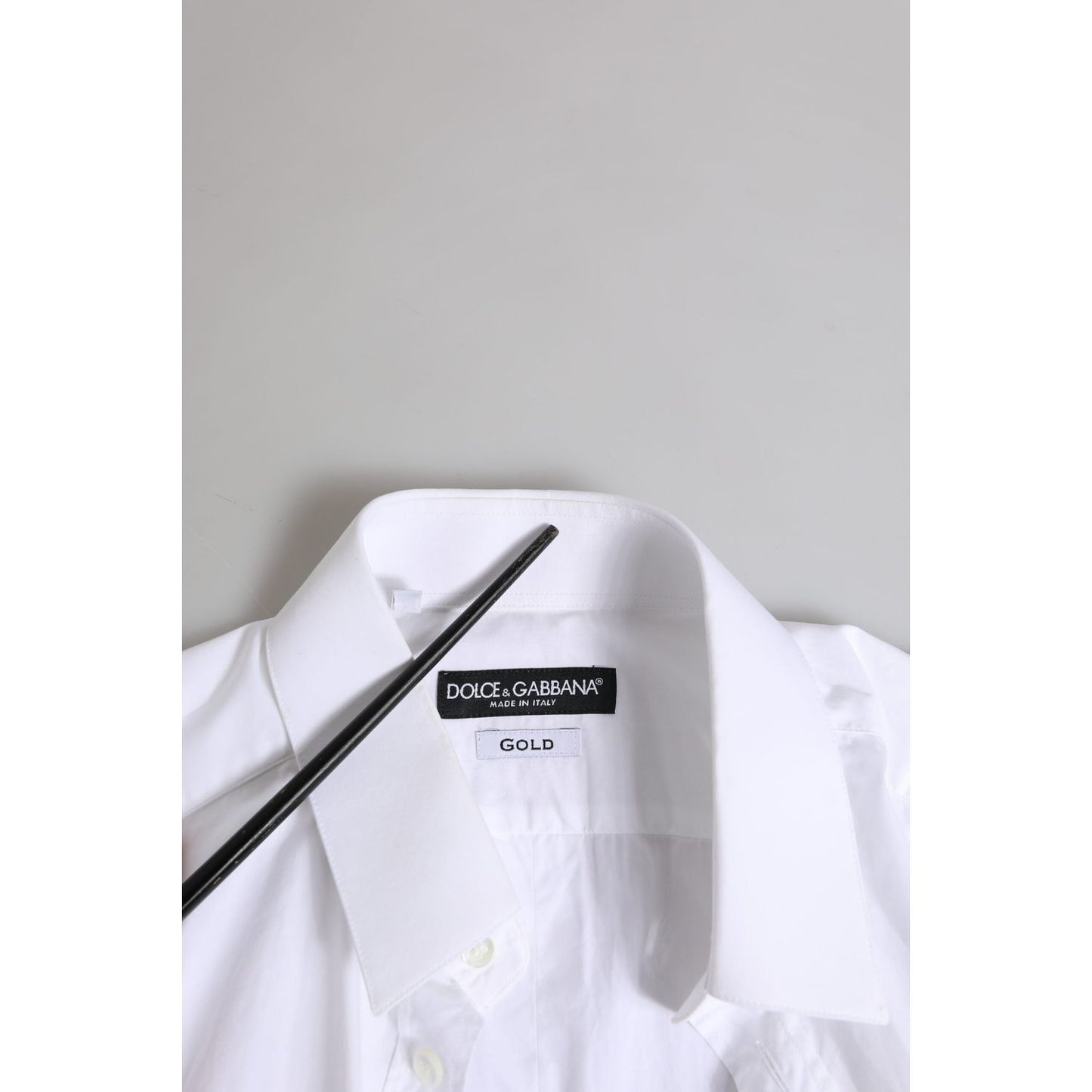 Dolce & Gabbana White GOLD Cotton Long Sleeves Formal Shirt