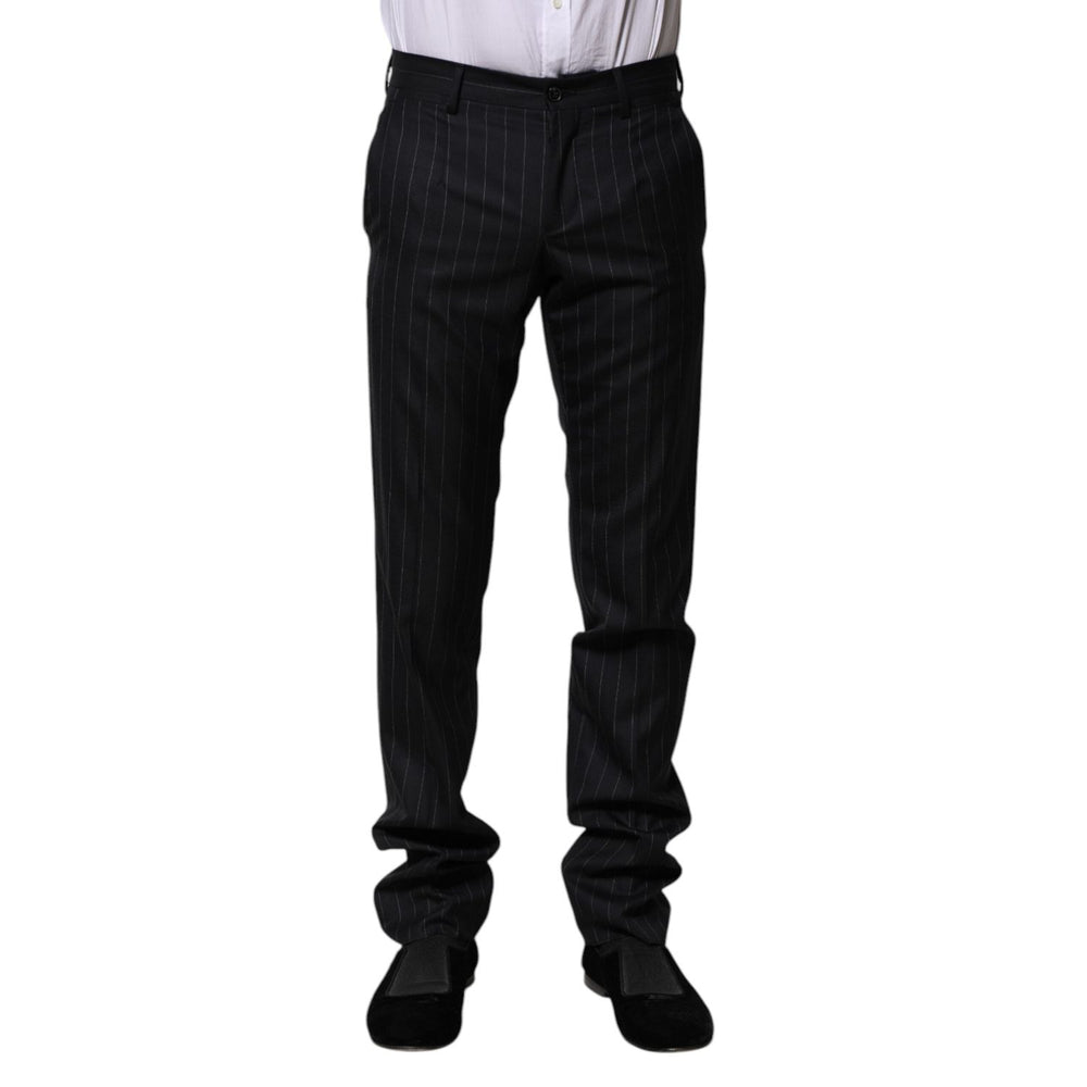 Dolce & Gabbana Black Wool Striped Formal Pants PAN75588-44