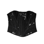 Dolce & Gabbana Black Cotton Floral Lace Corset Bustier Top