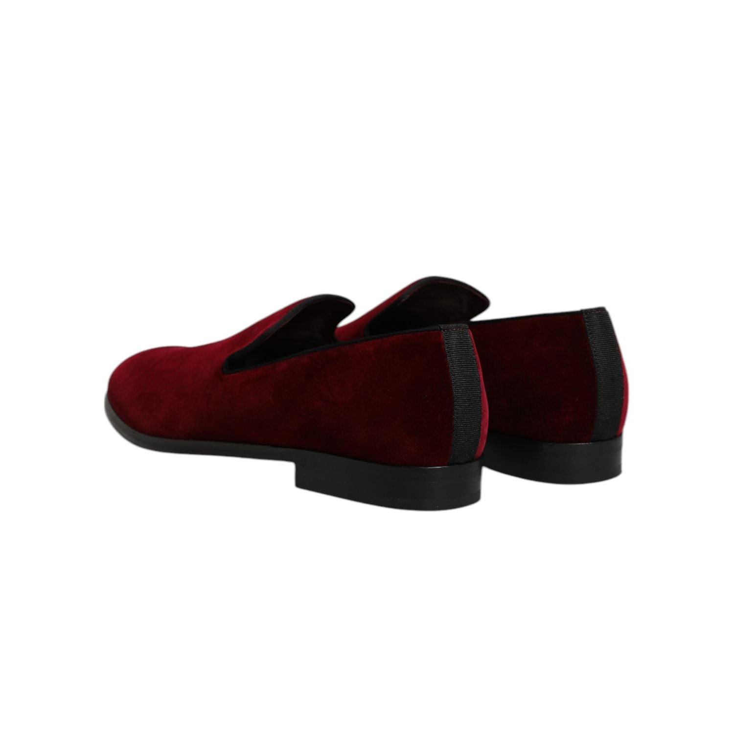 Dolce & Gabbana Red Cotton Velvet Slip On Loafers Formal Shoes