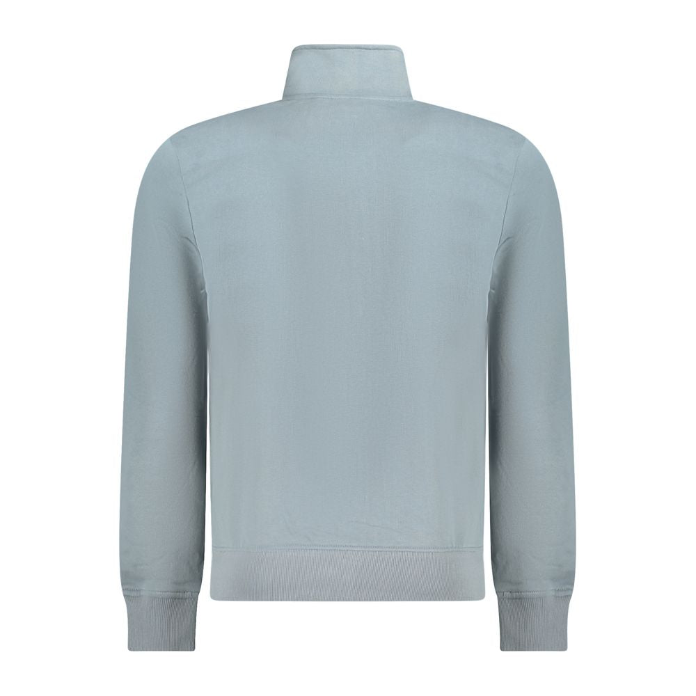 Back view of Napapijri Gray Cotton Men Sweater with collar and long sleeves