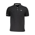 La Martina Black Cotton Men Polo Shirt