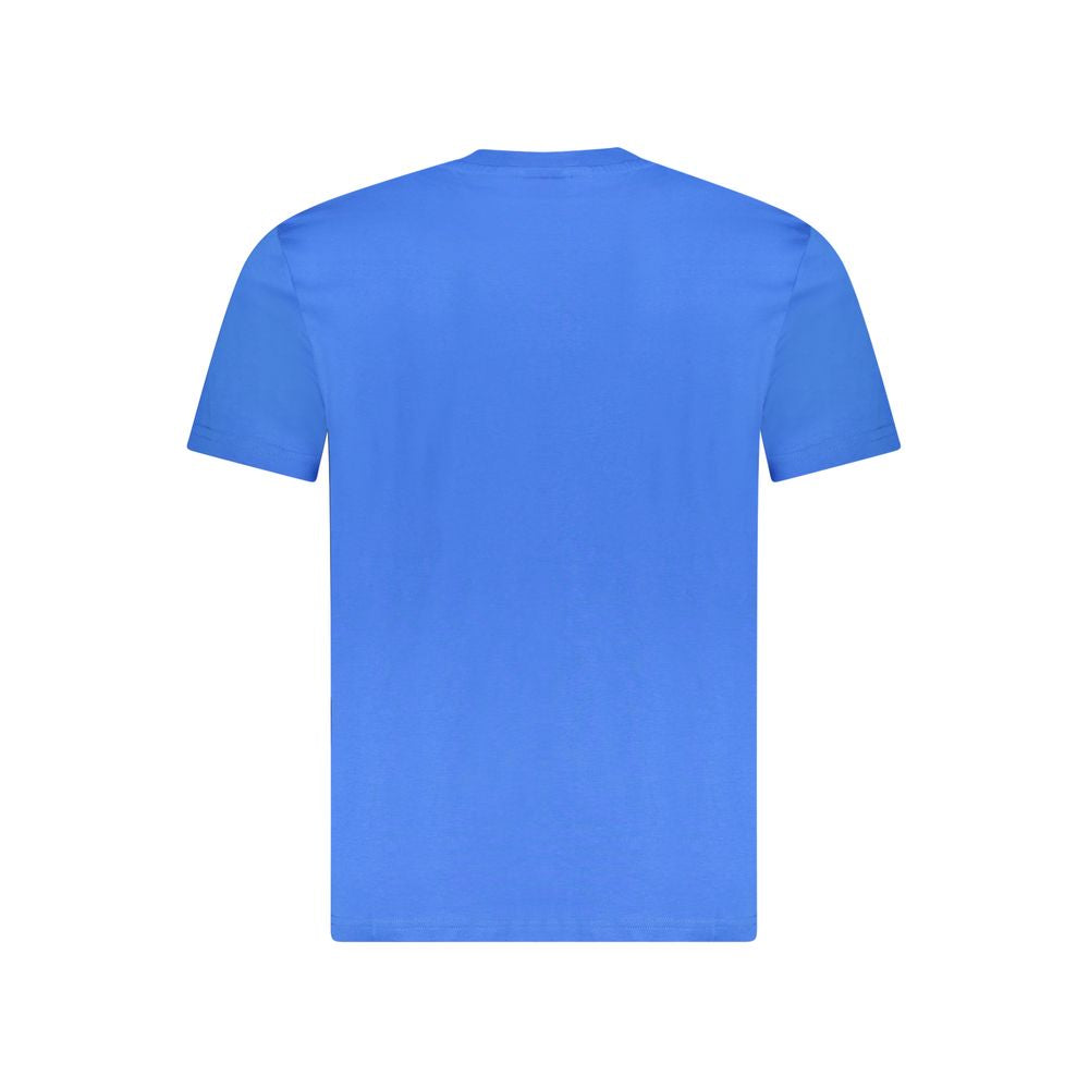 North Sails Blue Cotton Men T-Shirt, classic crew neck with short sleeves, showcasing trendy nautical design, back view.