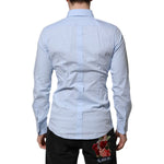 Dolce & Gabbana Sky Blue Cotton GOLD Long Sleeves Dress Shirt TSH906776-39