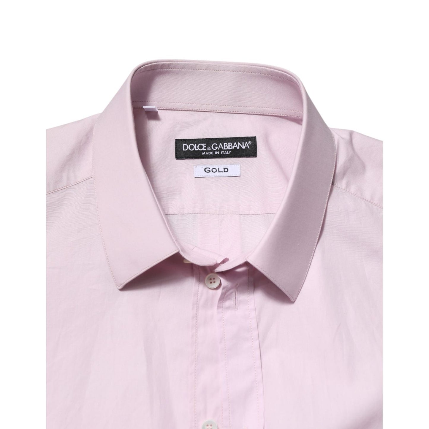 Dolce & Gabbana Pink Cotton GOLD Long Sleeves Dress Shirt