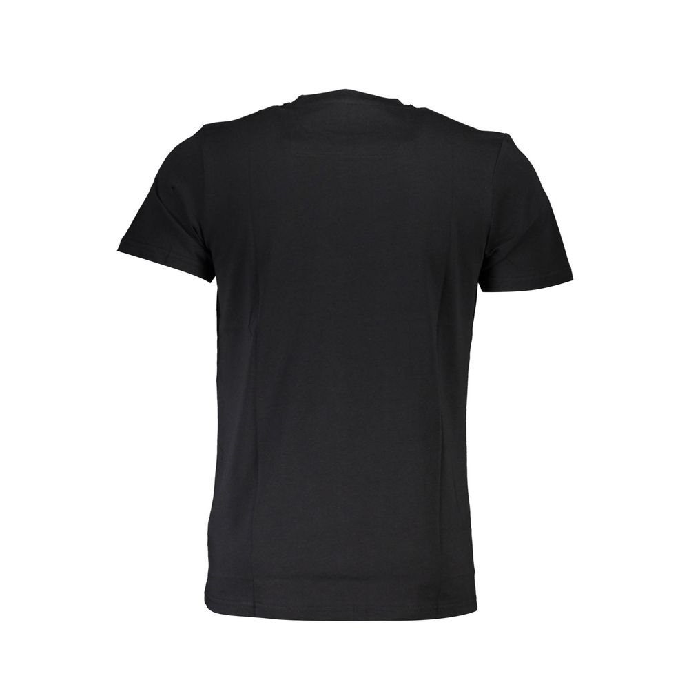 Back view of Cavalli Class Black Cotton Men T-Shirt showcasing style and premium material.