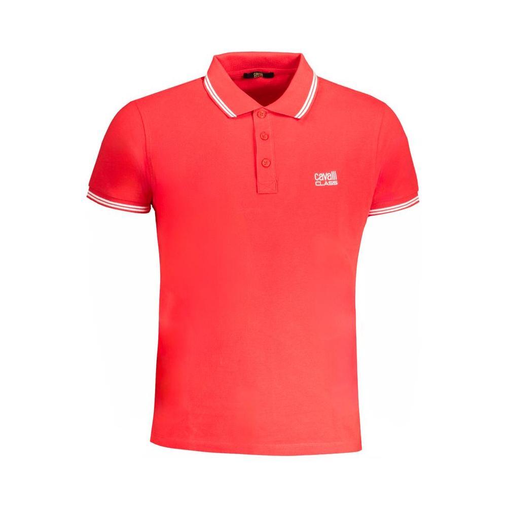 Cavalli Class Red Cotton Polo Shirt