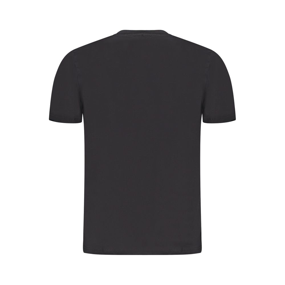Back view of North Sails Black Cotton Men T-Shirt showcasing sleek design and breathable comfort.
