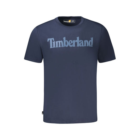Timberland Blue Cotton T-Shirt with wordmark logo, crew neck, made from 100% organic cotton.