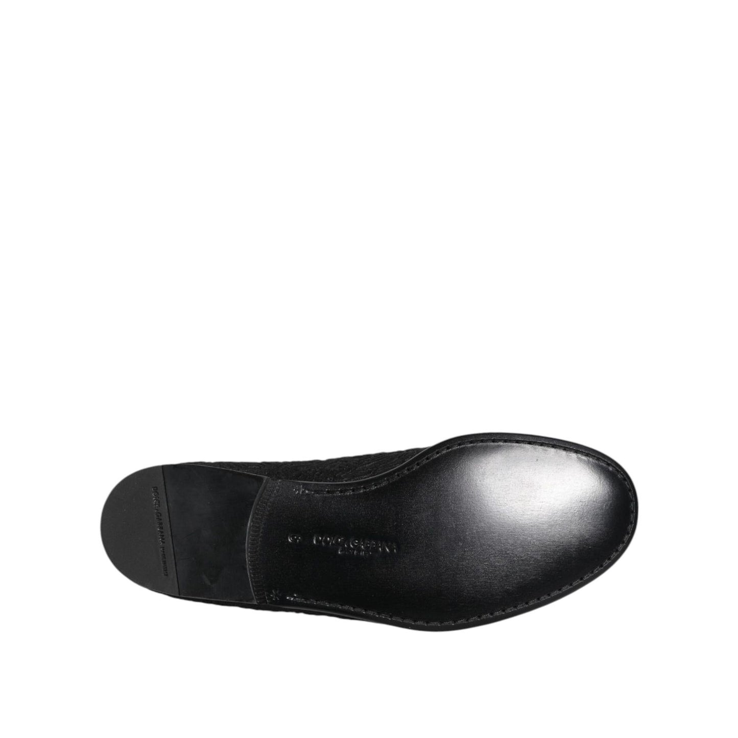 Dolce & Gabbana Black Jacquard Slip On Loafers Formal Shoes