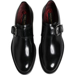Dolce & Gabbana Black Leather Monk Strap Derby Formal Shoes