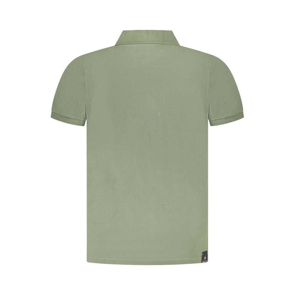 Back view of Accademia Militare Green Cotton Polo Shirt with short sleeves and logo detail