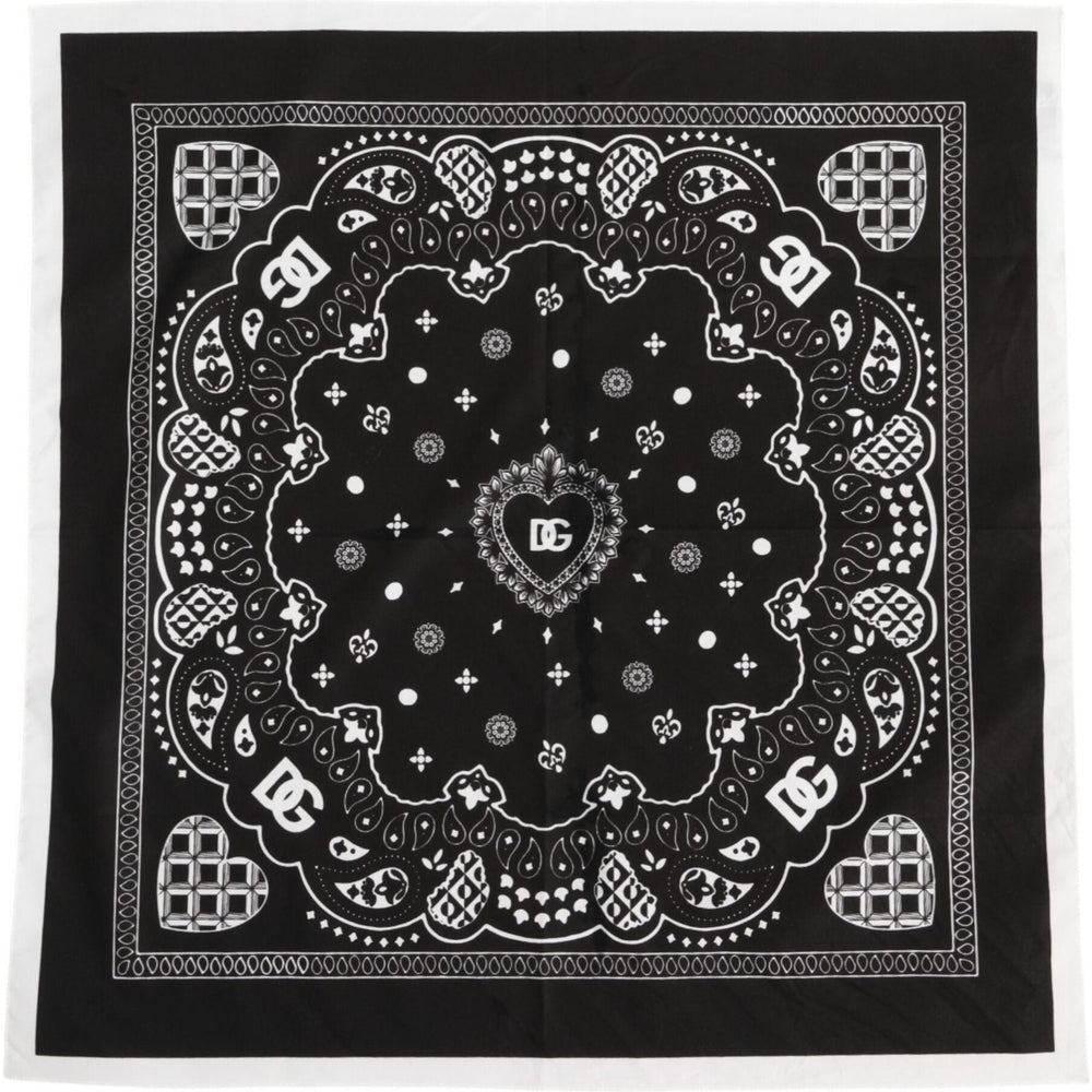 Dolce & Gabbana Black White Bandana Square Men Foulard Scarf