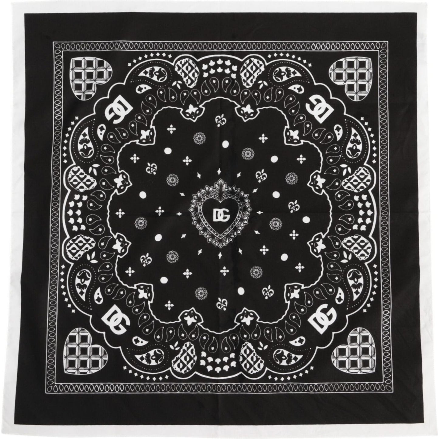 Dolce & Gabbana Black White Bandana Square Men Foulard Scarf