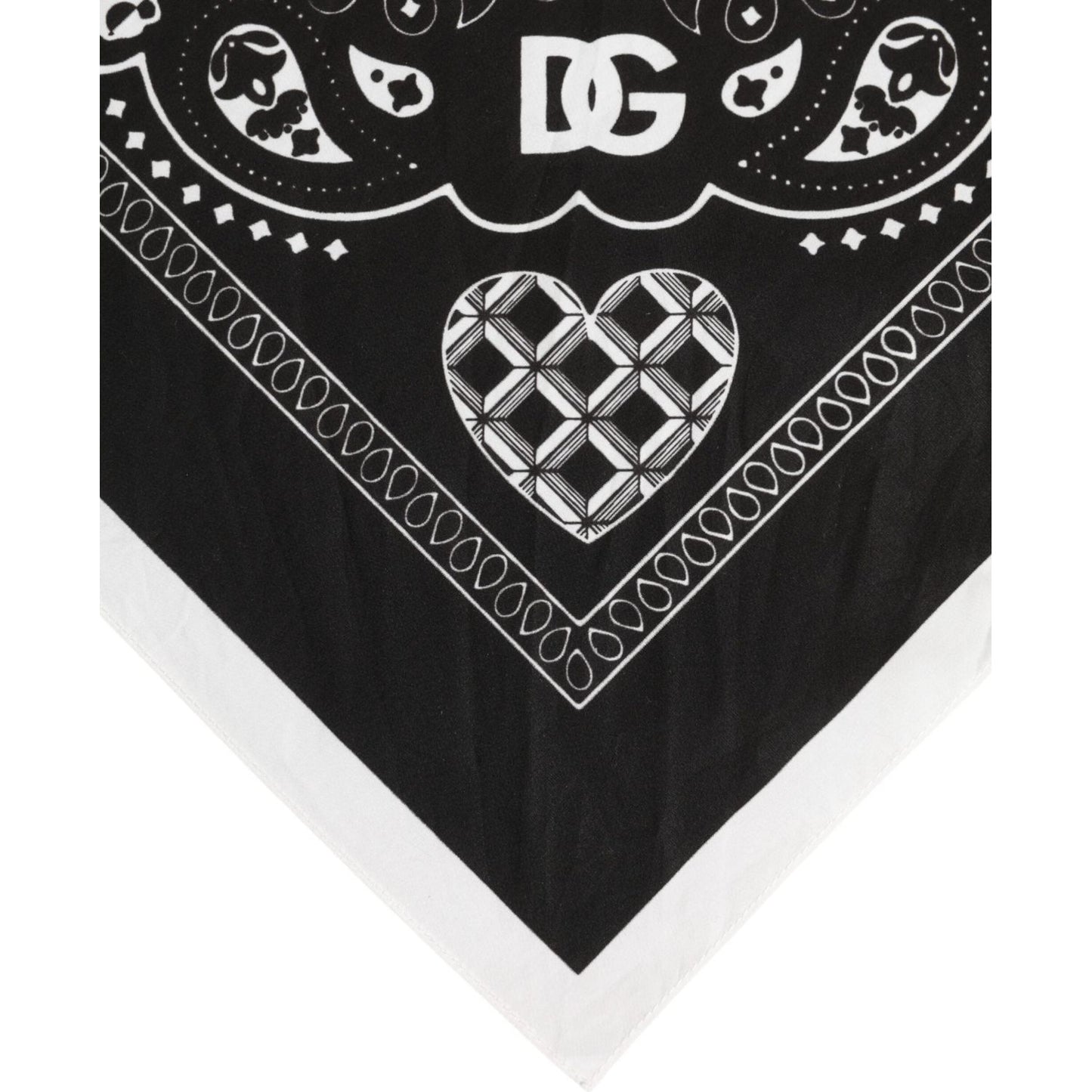Dolce & Gabbana Black White Bandana Square Men Foulard Scarf