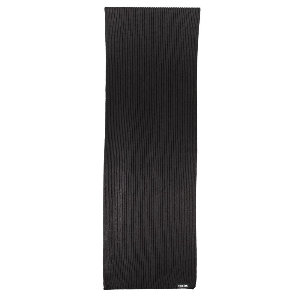 Calvin Klein Black Cotton Scarf, 30x160 cm, featuring logo detail - stylish and versatile accessory for various occasions.