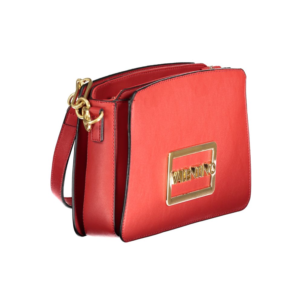 Mario Valentino Red Polyethylene Handbag with adjustable strap, logo, and gold detailing