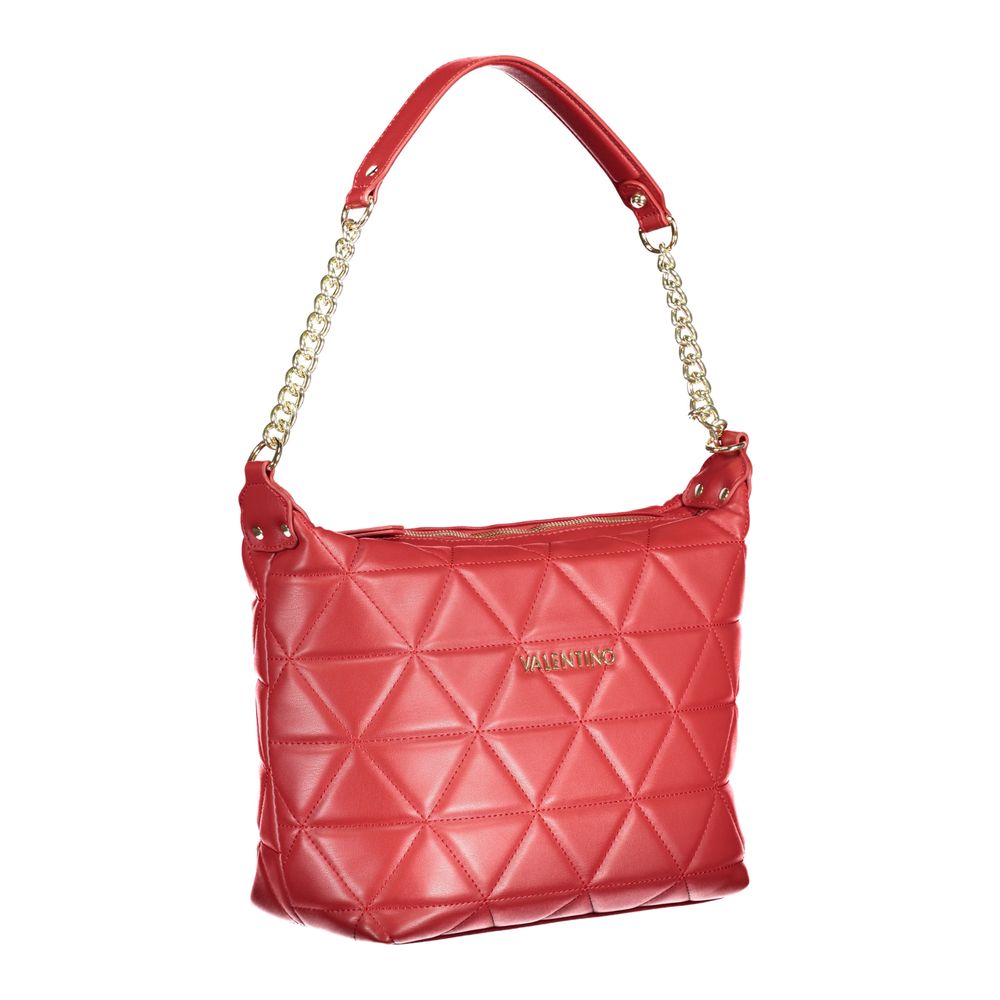 Mario Valentino Red Polyethylene Handbag with chain shoulder handle, adjustable strap, and internal pockets