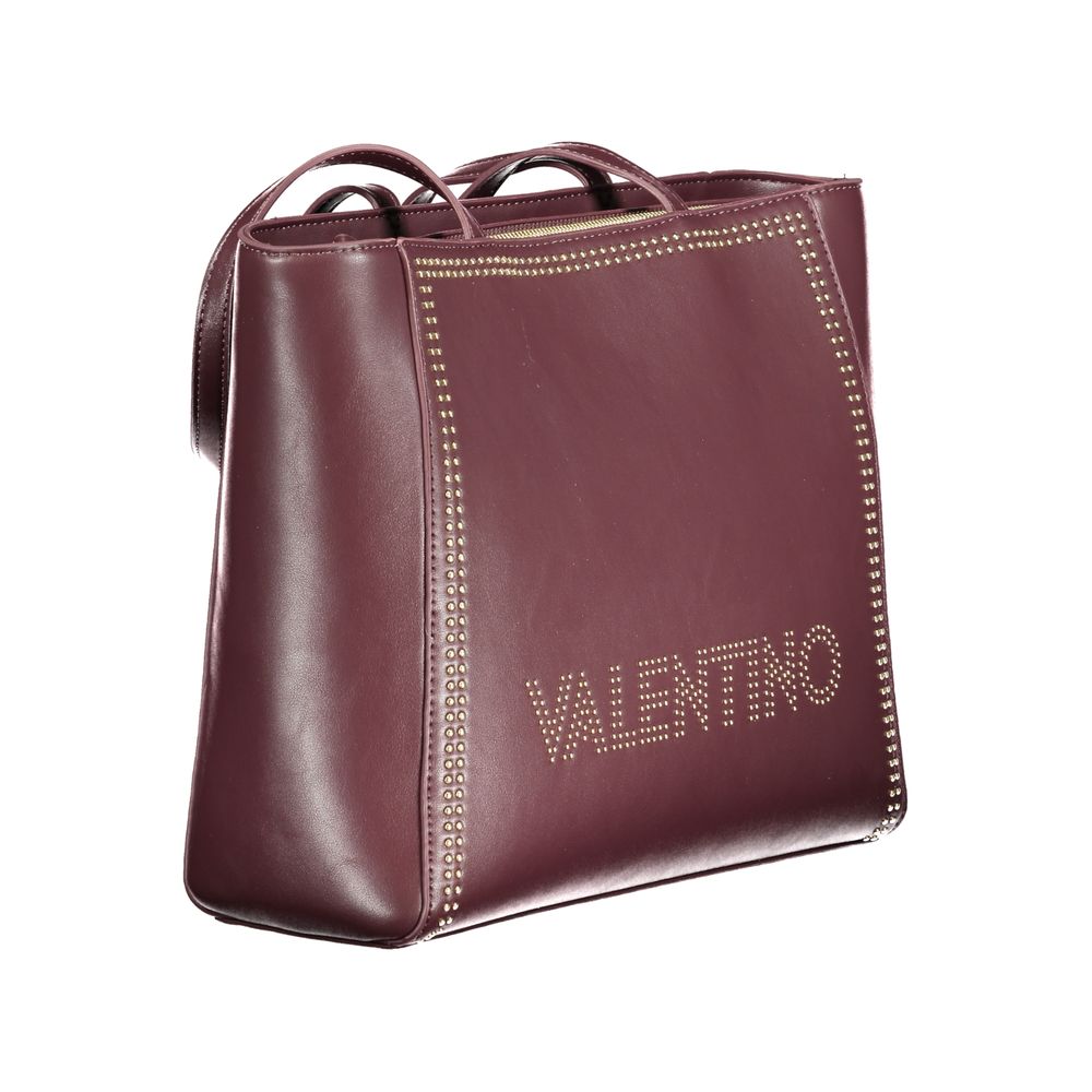 Mario Valentino Red Polyethylene Handbag with contrast details and logo, featuring a zip closure, internal pocket, and phone spaces.