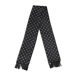 Dolce & Gabbana Black White Polka Dot Fringes Foulard Scarf