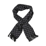 Dolce & Gabbana Black White Polka Dot Fringes Foulard Scarf