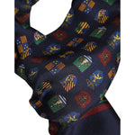 Dolce & Gabbana Blue Silk Printed Fringes Foulard Scarf