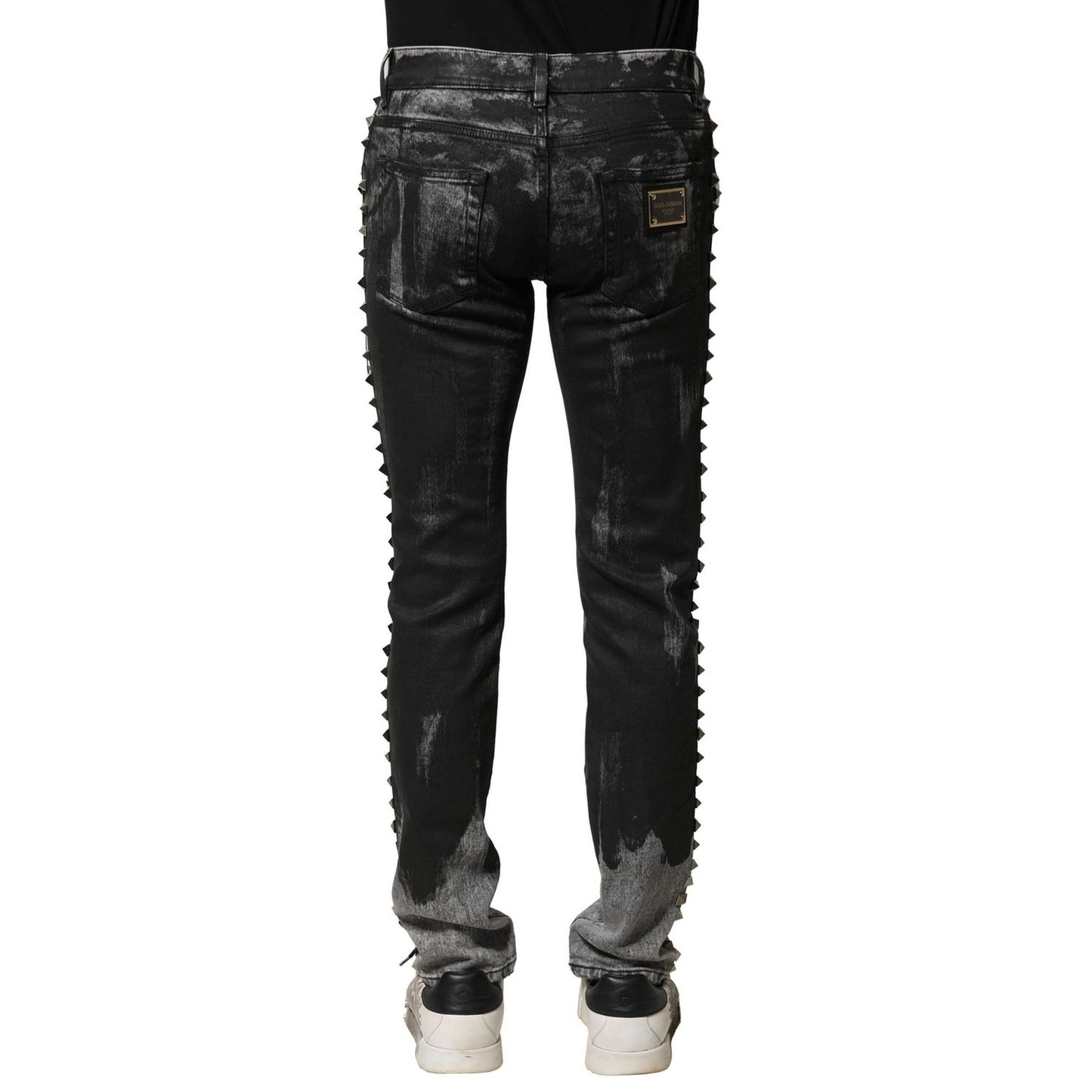 Dolce & Gabbana Black Washed Embellished Skinny Denim Jeans PAN75764-46