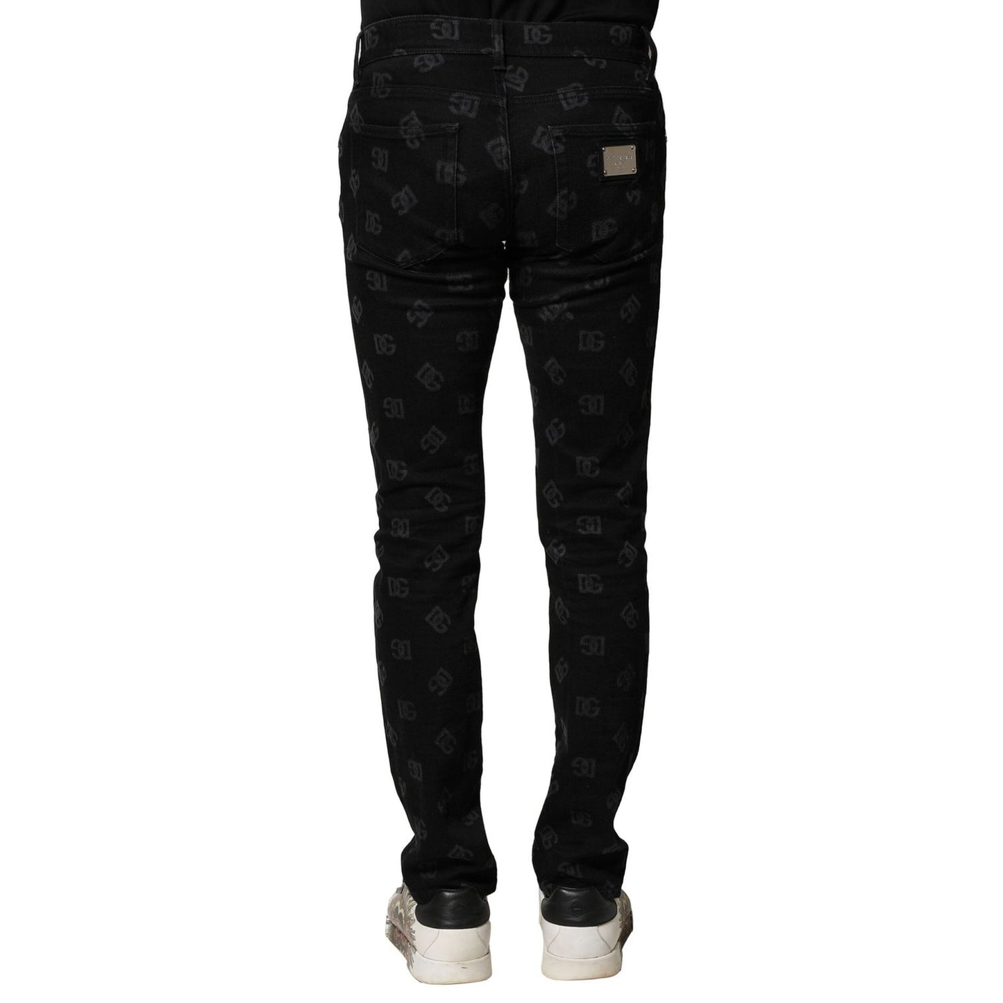 Dolce & Gabbana Black Cotton DG Logo Skinny Men Denim Jeans PAN75910-46