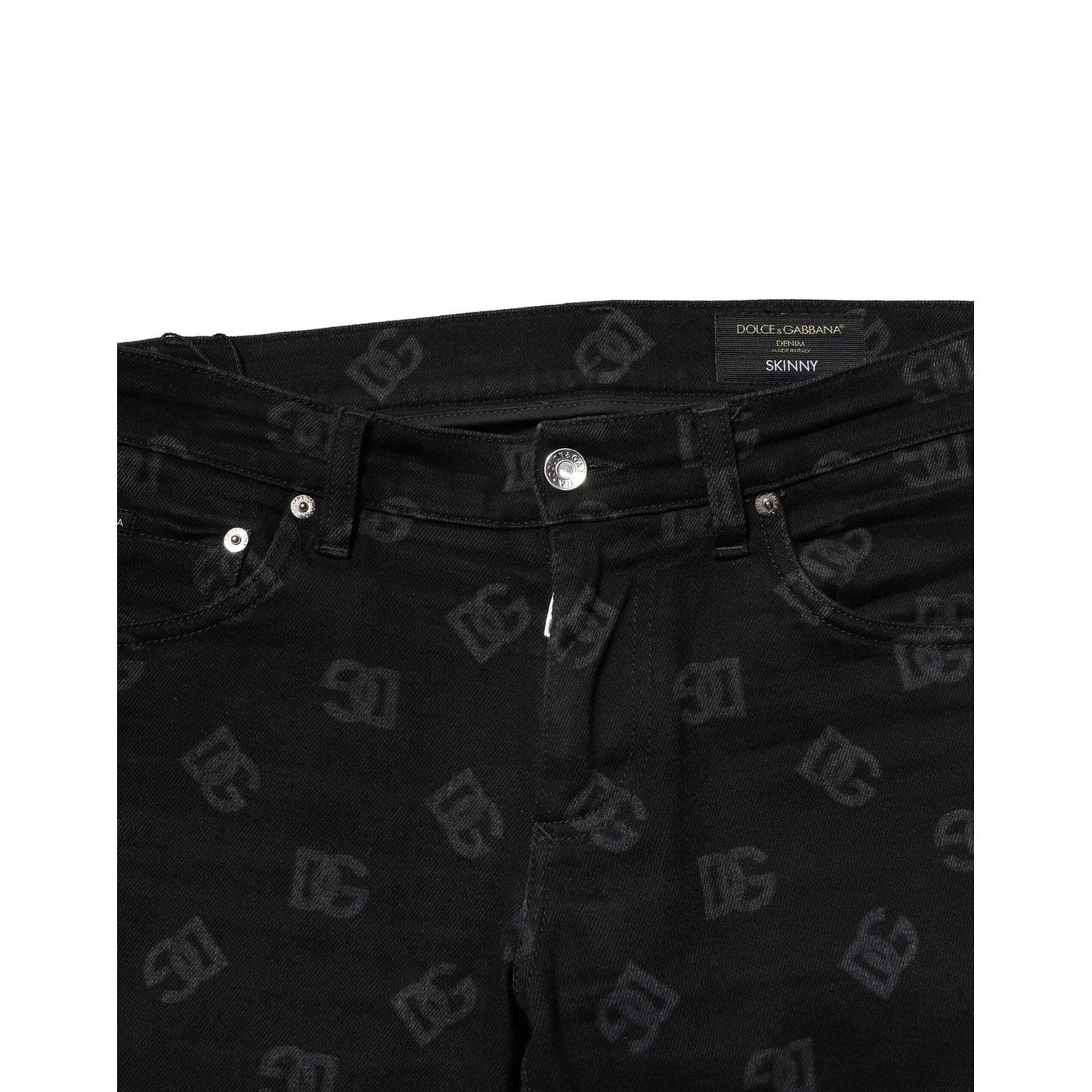 Dolce & Gabbana Black Cotton DG Logo Skinny Men Denim Jeans PAN75910-46