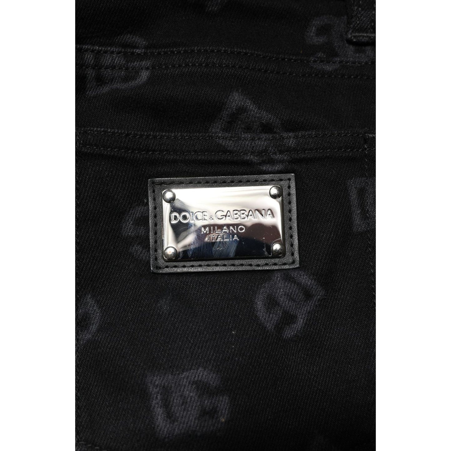 Dolce & Gabbana Black Cotton DG Logo Skinny Men Denim Jeans PAN75910-46