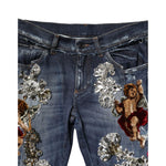 Dolce & Gabbana Blue Cotton Rhinestone Embellish Denim Jeans PAN76445-44