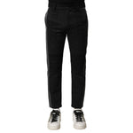 Dolce & Gabbana Black Gray Cotton Tapered Men Pants PAN76478-44