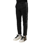 Dolce & Gabbana Black Gray Cotton Tapered Men Pants PAN76478-44
