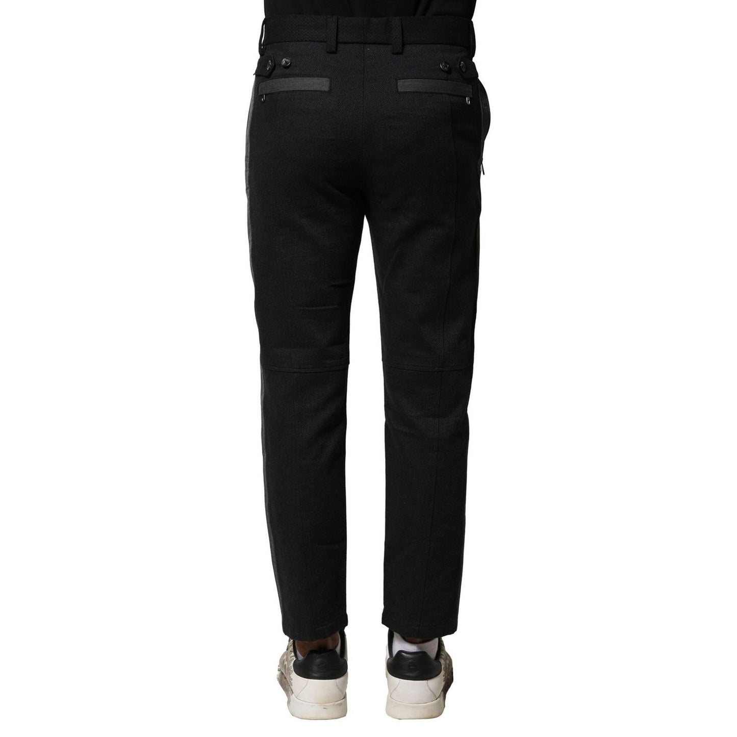 Dolce & Gabbana Black Gray Cotton Tapered Men Pants PAN76478-44