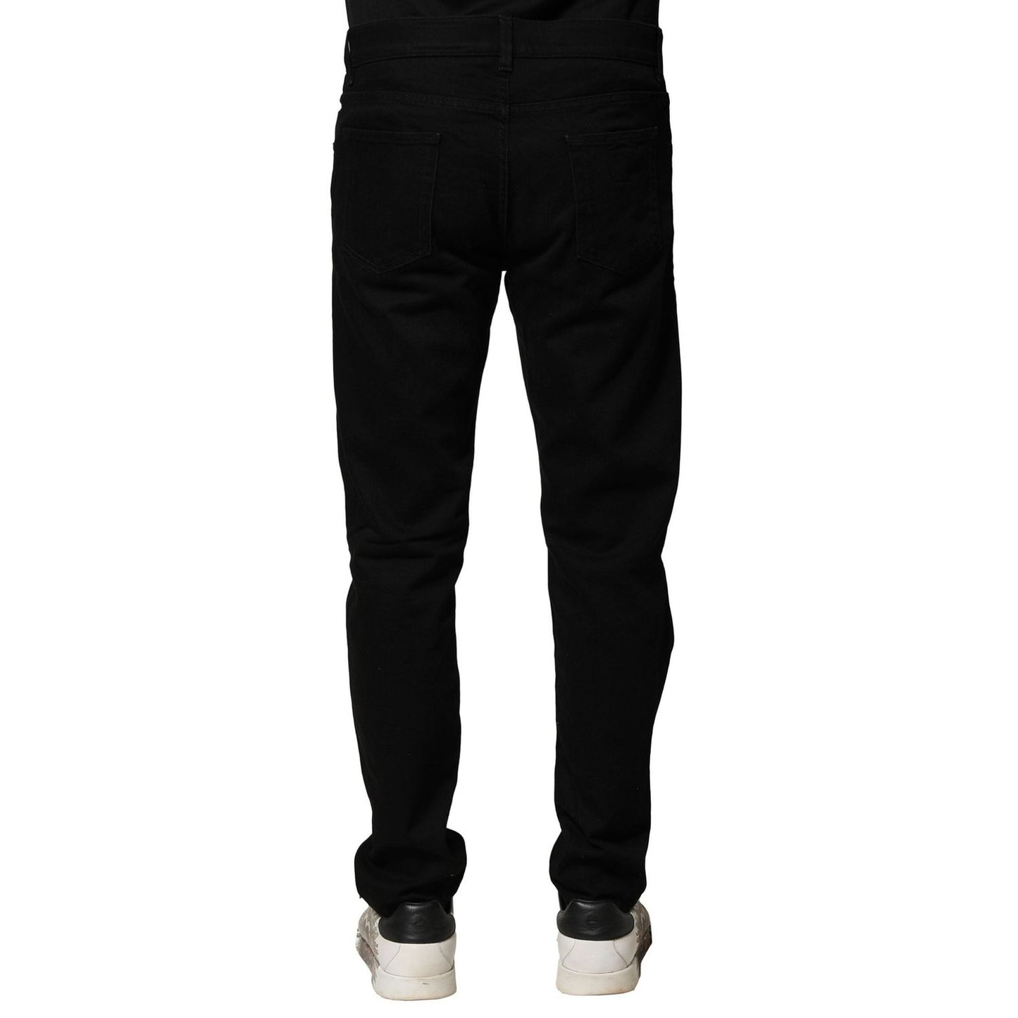 Dolce & Gabbana Black Cotton Tattered Slim Fit Men Denim Jeans PAN76521-50