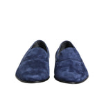 Dolce & Gabbana Blue Velvet DG Logo Loafers Formal Shoes