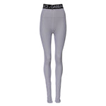 Dolce & Gabbana Gray Nylon DG Logo Mid Waisted Leggings Pants