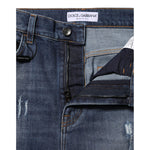Dolce & Gabbana Blue Washed Cotton High Waisted Denim Jeans