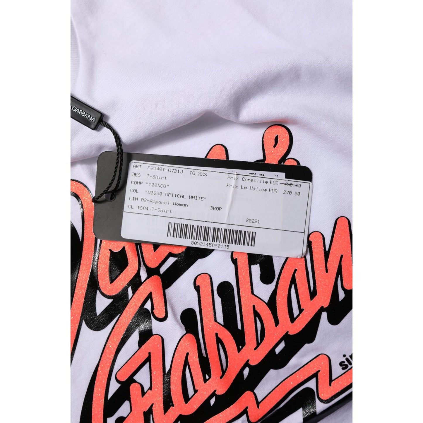 Dolce & Gabbana White Cotton Graphic Print Crew Neck T-shirt