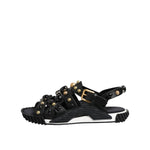 Dolce & Gabbana Black Leather Studded Ankle Strap Sandals Shoes