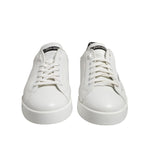 Dolce & Gabbana White Black Logo Low Top Leather Sneakers Shoes