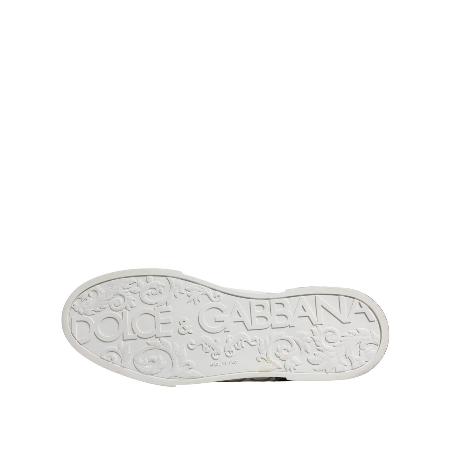 Dolce & Gabbana White Black Logo Low Top Leather Sneakers Shoes